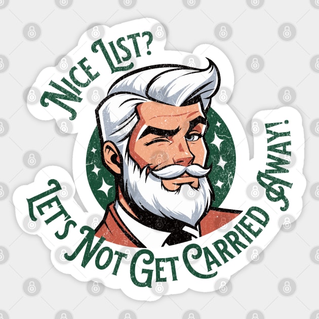 Sexy Santa Naughty Nice List Christmas Handsome Santa Claus Sticker by Yesteeyear
